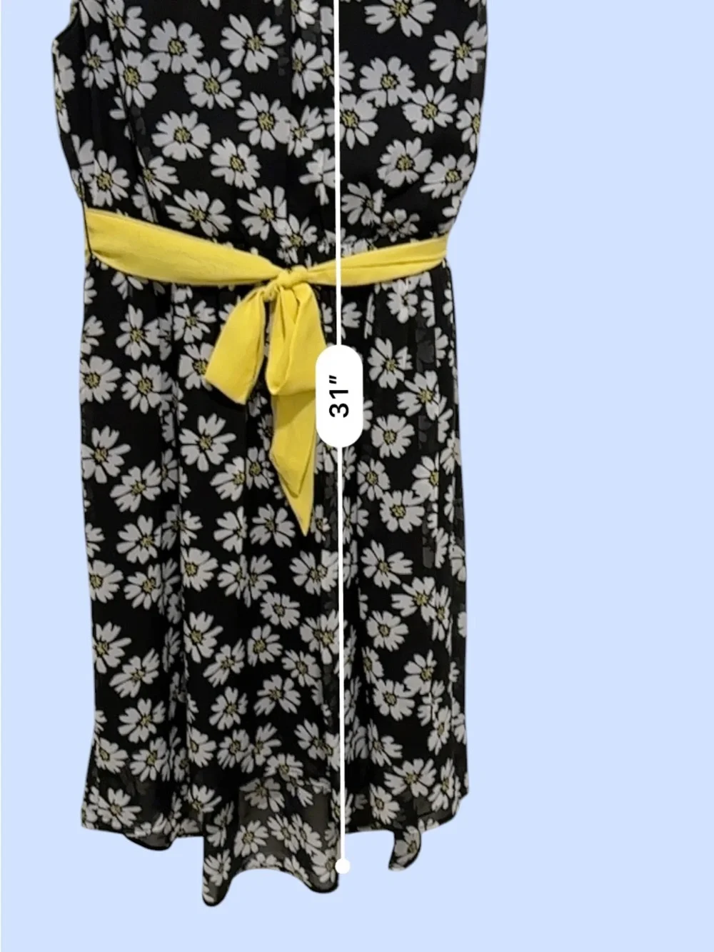 George Black Daisy Print Girls Dress with Yellow Sash Size 10
